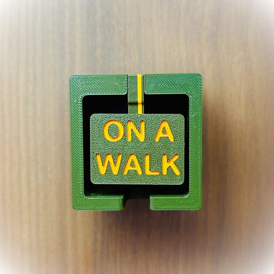 Dog leash wall mount – changing sign “Let’s Walk / On a Walk”