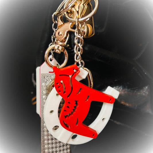 Set of Lucky Charms for New Year – Red Horse and Horseshoe are Symbol of Strength, Success & Protection for the New Year