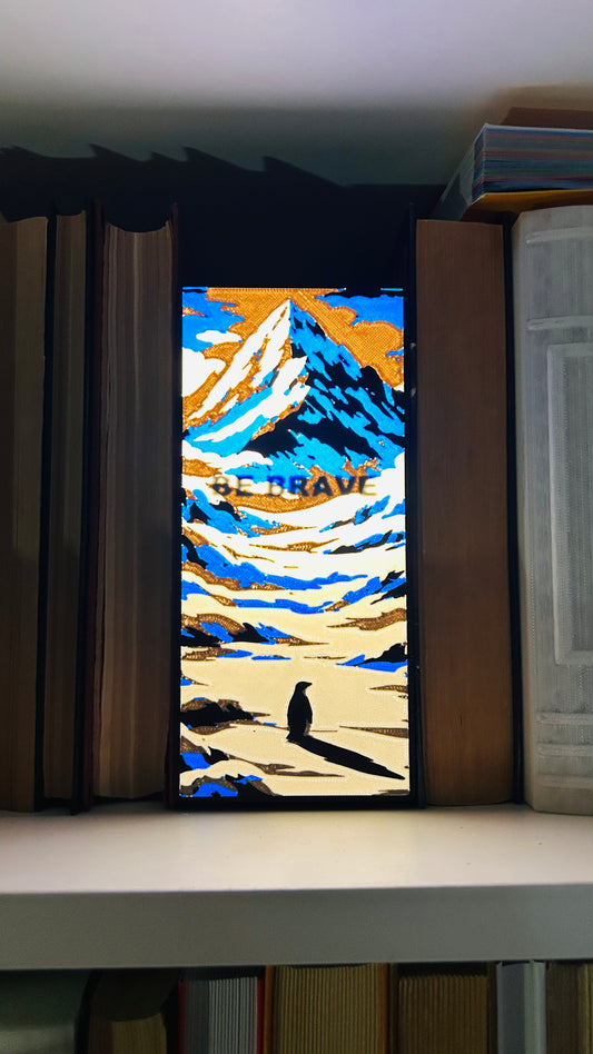 Inspirational Penguin Book Nook Lamp — A Quiet Moment of Light